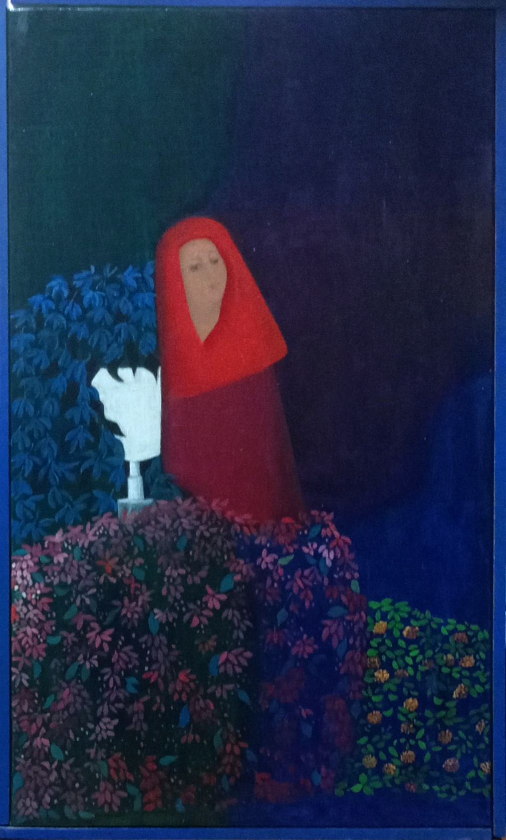 2020 Caperucita florida con jarrón blanco 55x33 Óleo sobre lienzo